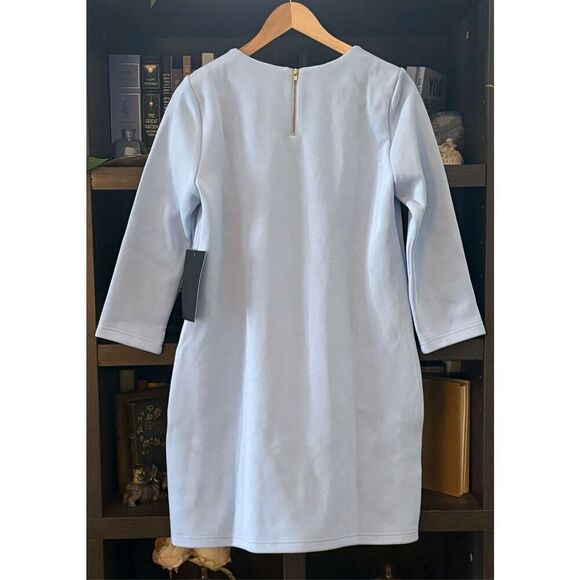 NWT Tuckernuck Light Blue Francoise Mod Knit 3/4 Sleeve Mini Dress Medium $228 - Picture 4 of 8